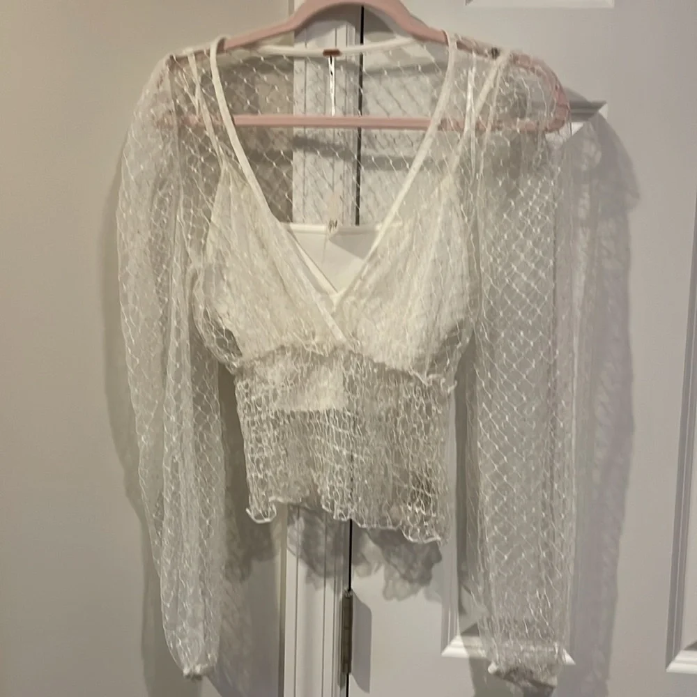Free People Stevie White Lace Top